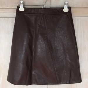 Faux Leather A-line Skirt